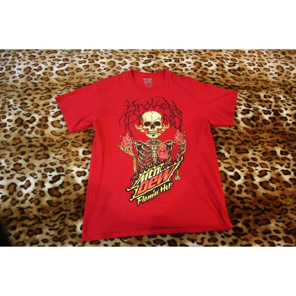 Broken Promises Flaming Mountain Dew Graphic Tee Y2K - Picture 1 of 3